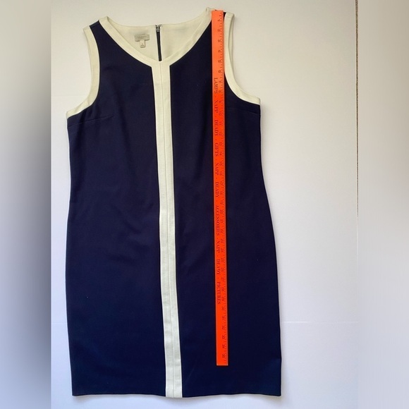 Talbots Women's Dress Size 16 Navy White Sleeveless V Neck Sheath Office Wear - Picture 9 of 10